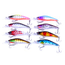 ZANLURE 8pcs 8cm Floating Wobblers Minnow Fishing Lures Crankbaits Hooks Bass Tackle