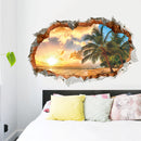 Miico Creative 3D Sunshine Beach Broken Wall Removable Home Room Decorative Wall Door Decor Sticker