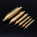 Drillpro 6pcs 1/1.5/2/2.5/3/5mm Center Drills 60 Degree HSS Titanium Coated Countersink Drill Bit