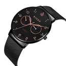 BIDEN BD0047 Ultra Thin Casual Style Men Wrist Watch Week Display Mesh Steel Quartz Watch