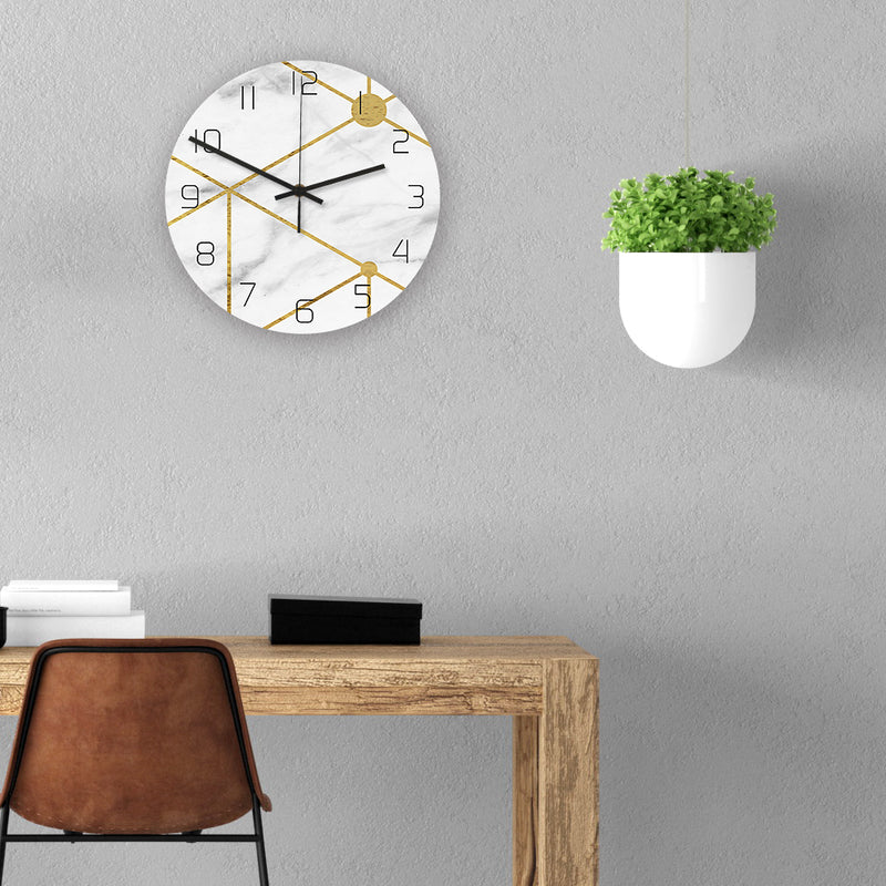 Loskii CC016 Creative Marble Pattern Wall Clock Mute Wall Clock Quartz Wall Clock For Home Office Decorations