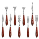 H&B HB-AJ09 9 Pcs Toning Scrapers Stainless Steel Painting Scraper Spatula Wood Handle Art Supplies for Artist Canvas Oil Paint Pigment Mixing Palettes Tools