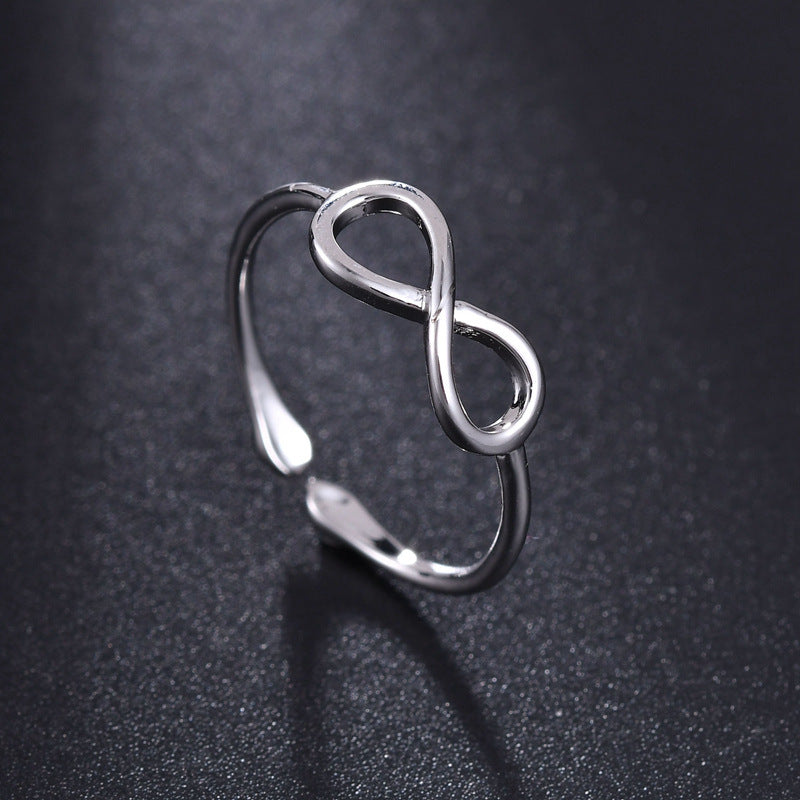 Classic Infinity Knot Ring Rose Gold Silver Ring Simple Casual Wear Fashion Open Ring for Women
