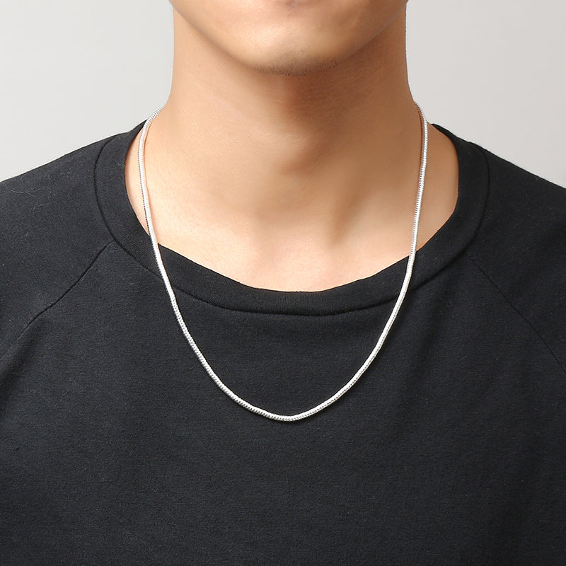 Unisex 3mm Silver Plated Solid Snake Chains Necklace
