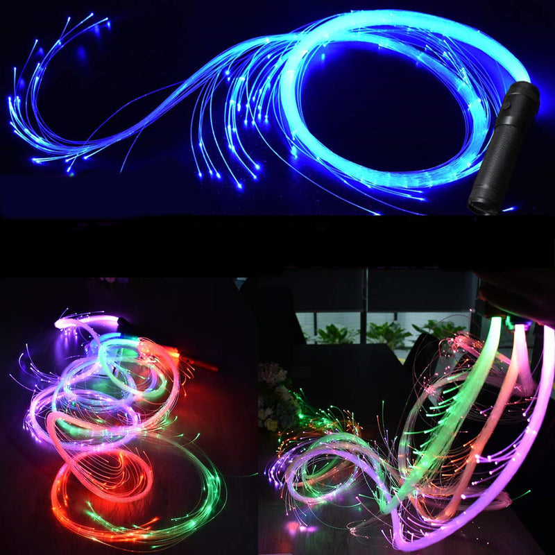 LED Fiber Optic Whip Strip Light 360 RGB Multi-Mode Flashlight Show Music Dance Festival Battery Operated