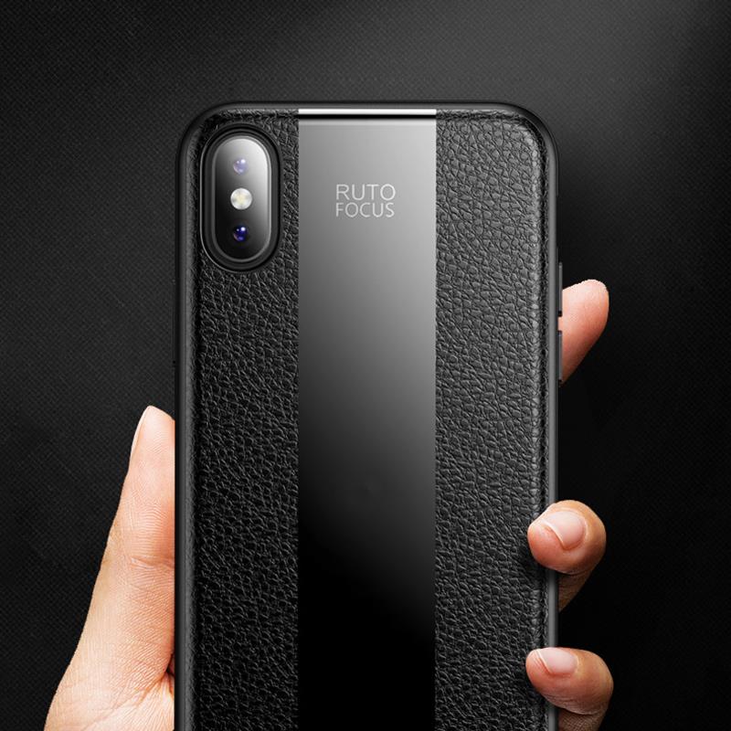 Bakeey Protective Case For iPhone X/XR/XS/XS Max Leather Texture Anti Fingerprint PU Leather TPU