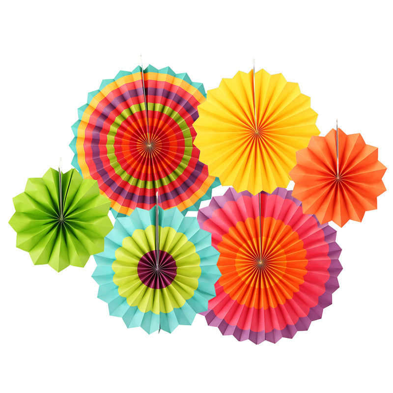 6 Pcs/Set Fiesta Paper Fans Pinwheel Wedding Party Wall Hanging Decorations