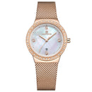 NAVIFORCE 5005 Diamonds Casual Style Ladies Wrist Watch Mesh Steel Date Display Quartz Watch