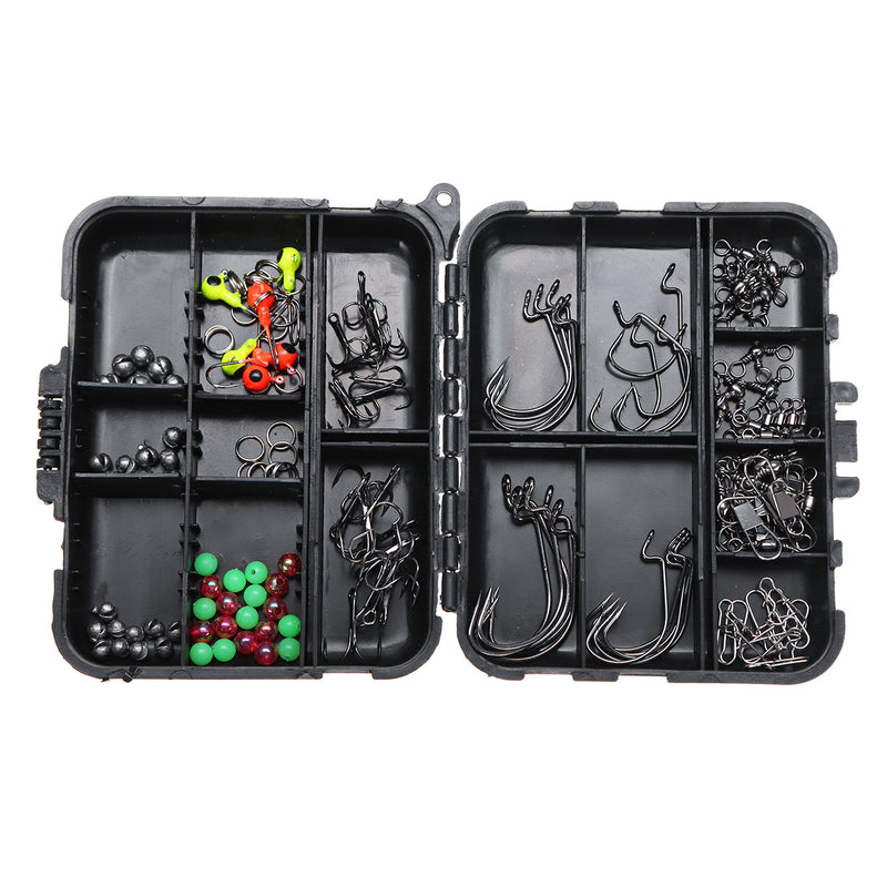 ZANLURE 150PCS Fishing Accessories Kits Jig Head Hooks Sinker Swivels Snap Beads Tackle With Box