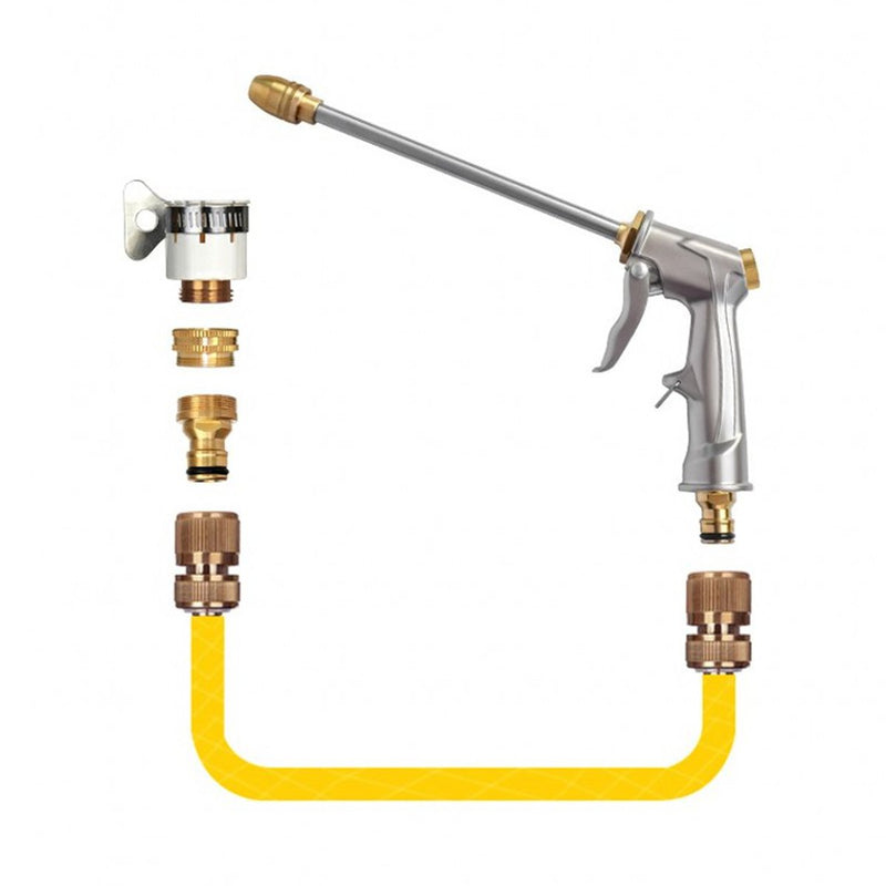 10M Pressure Washer Cleaning Hose Golden Tube +Extension Water G-un +5 Connectors
