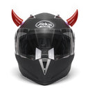 Red Motorcycle Helmet Headwear Accessories Suction Cups Horns Decor Decoration