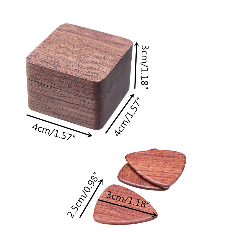 3 Pcs Wooden Heart-shaped Guitar Picks with Wooden Box