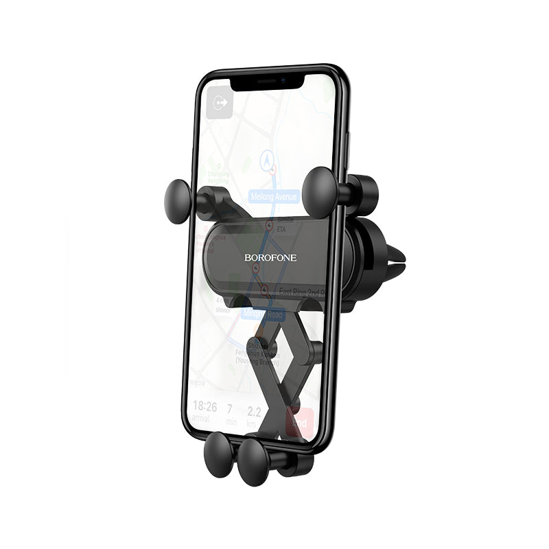 HOCO BOROFONE Gravity Linkage Automatic Lock Air Vent Car Phone Holder Car Mount for 4.0-6.5 Inch Smart Phone for iPhone 11 Pro Max Xiaomi Redmi Note 8