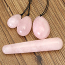 3Pcs Natural Rose Quartz Yoni Egg Kegel Exercise 100mm Massage Stick Manual Massager
