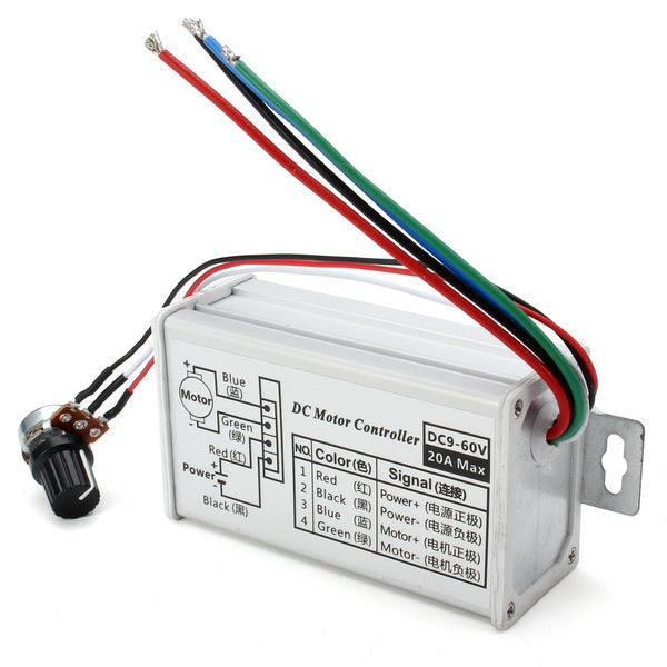 PWM DC 9V 12V 24V 48V 60V 20A Stepless Variable Speed Pulse Width Motor Speed Regulation Switch