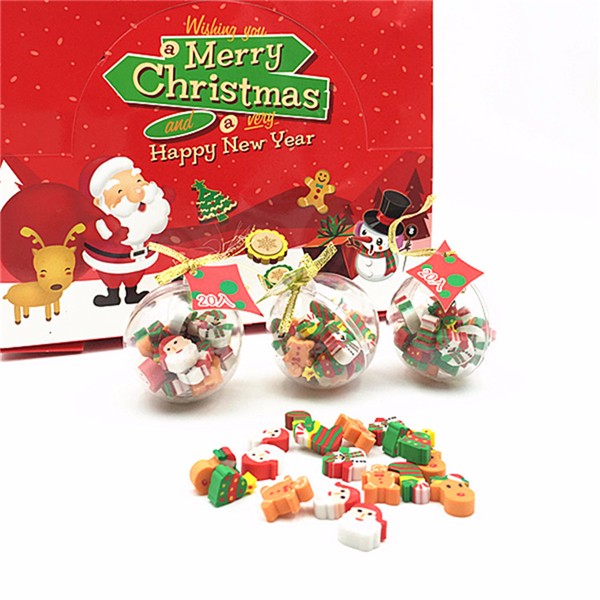 Creative Crystal Ball Shape Christmas Eraser Mini Eraser for School Stationery Home Gift
