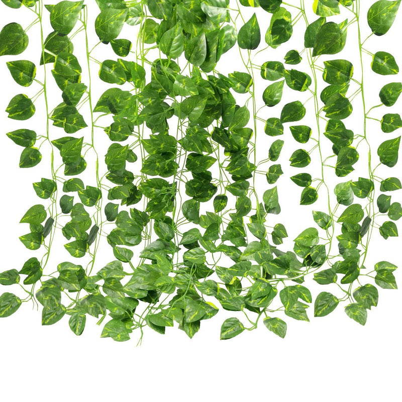 2 Bunch 4ft Artificial Silk Scindapsus Ivy Leaf Garland Plant Vine Foliage Garden Home Decorations