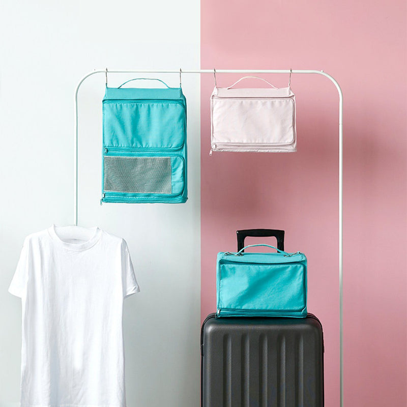 Portable Travel Removable Large Capacity Space Saving Hanging Cloth Storage Bag Canvas Cloth Closet
