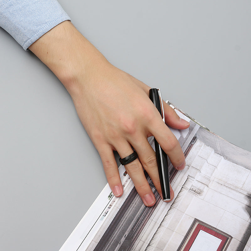 8mm Black Stainless Steel Men Ring Jewelry Clothing Accessories