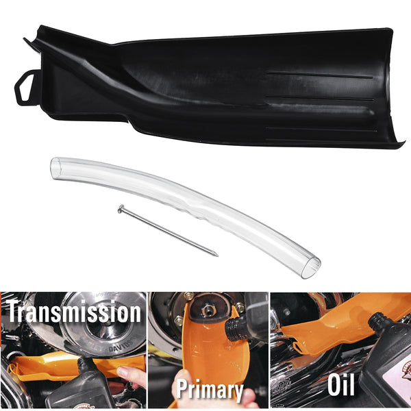Black Drip-Free Oil Filter Funnel Cover Change Tool & Hose Kit For Harley