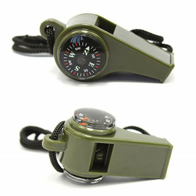 3 In 1 Whistle Compass Thermometer Camping Outdoor Emergency Survival Gear SOS
