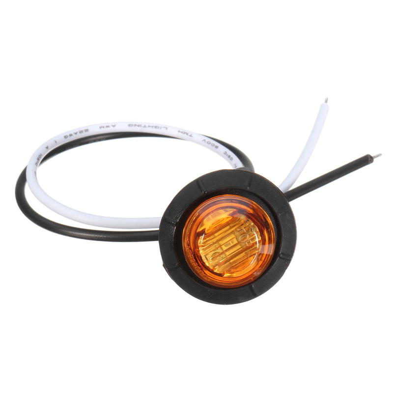4pcs 12V/24V Amber Mini Round LED Button Side Marker Lights Lamps Truck Trailer