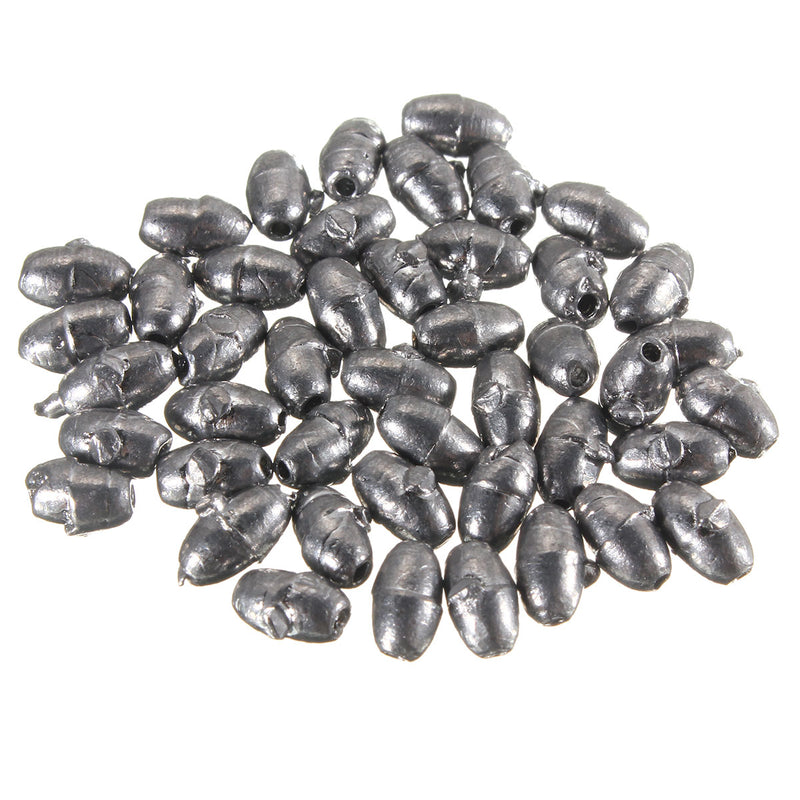 50pcs Metal Olive Shape Leads Sinkers Fishing Sinker Pure Lead Making Sea Fishing Sinker Tackle