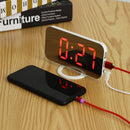 Dual USB Charger Digital LED Mirror Display Alarm Clock