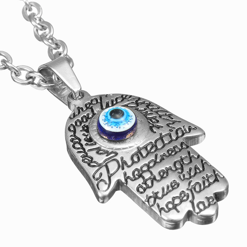 REZEX Buddhist Men's Necklace Titanium Steel Gold Silver Buddha Palm Pendant Necklace With Case