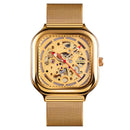 SKMEI 9184 Fashion Men Automatic Watch Waterproof Hollow Art Stainless Steel Strap Mechanical Watch