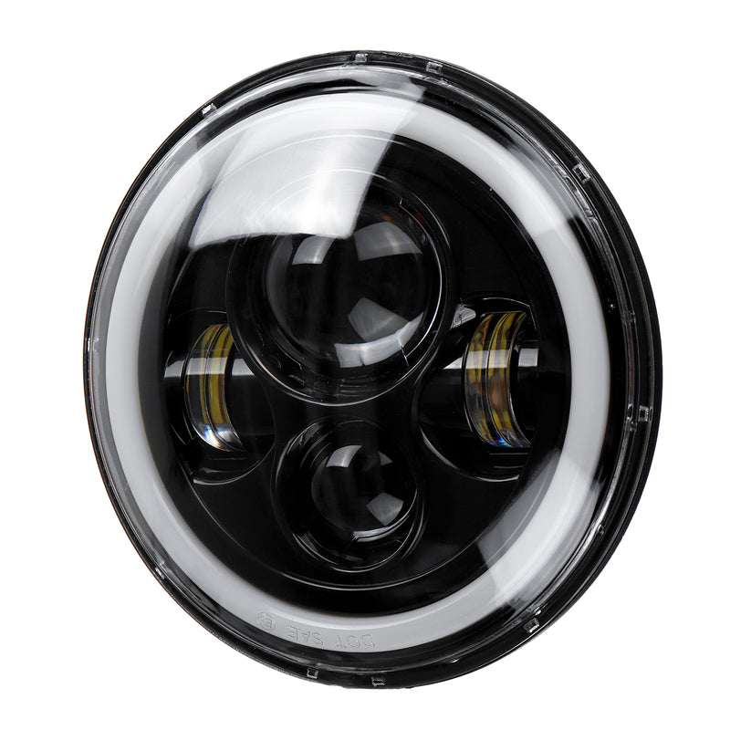 7inch Round LED Headlights Blue Halo Ring Angel Eyes For Jeep Wrangler JK TJ LJ CJ