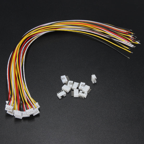 Excellway 10 Sets Mini JST 2.0mm PH 4Pin 26AWG Male Female Connector Plug Wire Cables 300mm
