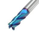 Drillpro 5pcs 2-6mm 4 Flutes Tungsten Carbide Milling Cutter HRC65 Blue NACO Coated Milling Cutter CNC Tool