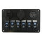 6 Gang LED Rocker Switch USB Charger Socket Volt Meter Panel For Car Marine Boat