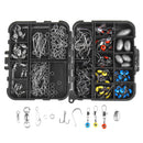 257Pcs Fishing Accessories Tackle Kits Jig Hooks Sinkers Swivels Ring Bearing Set