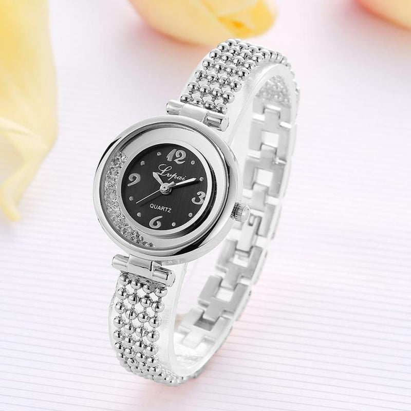LVPAI P132 Elegant Design Shining Women Bracelet Watch Rhinestone Quartz Watch