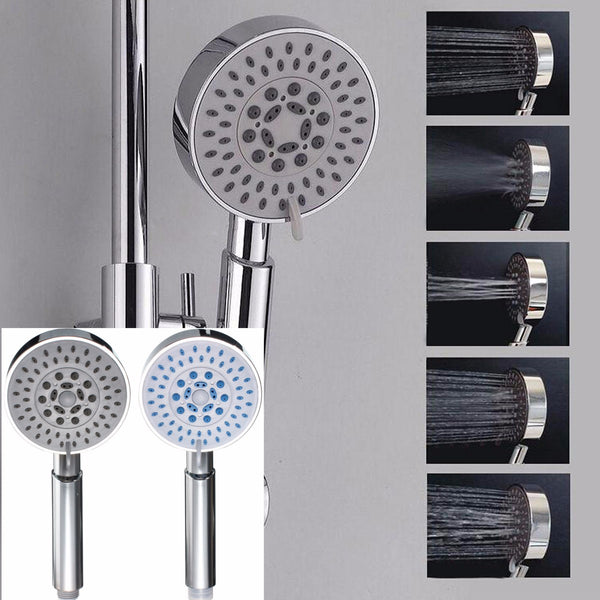 Universal 5 Mode Function Showerhead Chrome Anti-limescale Large Bath Handset Shower Head