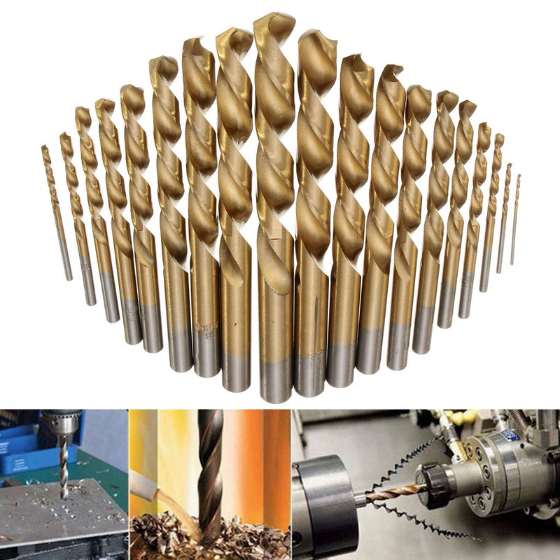 19pcs HSS 1-10mm Titanium Coated Twist Drill Bit Set Straight Shank Twist Drill for Metal Wood Drilling