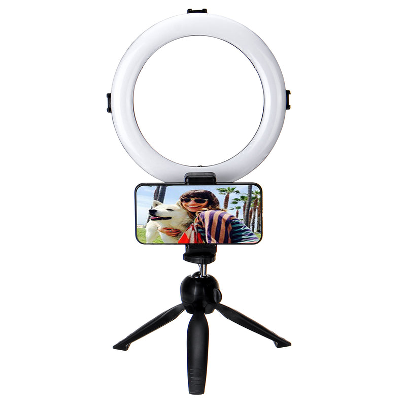 Live Video Dimmable LED Ring Light Photography Adjustable 360 Rotating Fill Light with Phone Clip Selfie Holder Tripod for Beauty Makeup