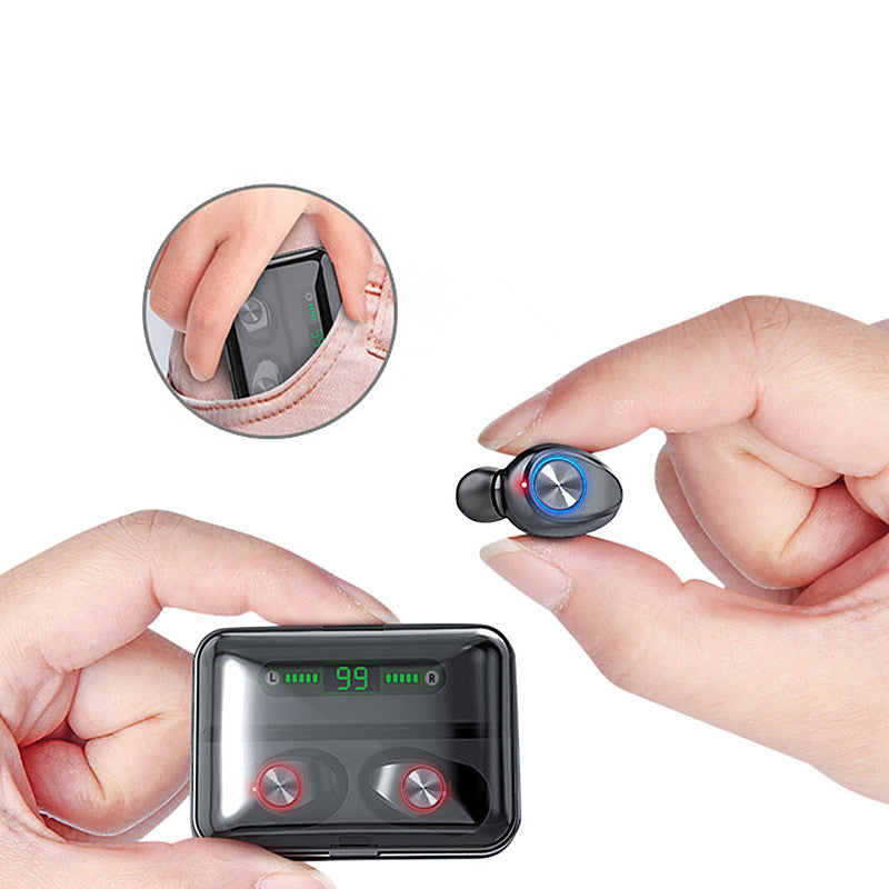 T10B TWS bluetooth 5.0 Earphone Wireless Stereo Headphones IPX7 Waterproof With Three LED Display Smart Charging Box