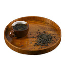 KCASA Wooden Tea Round Plate Hand-made Natural Fruit Food Tableware Serving Tray Solid Food Plate