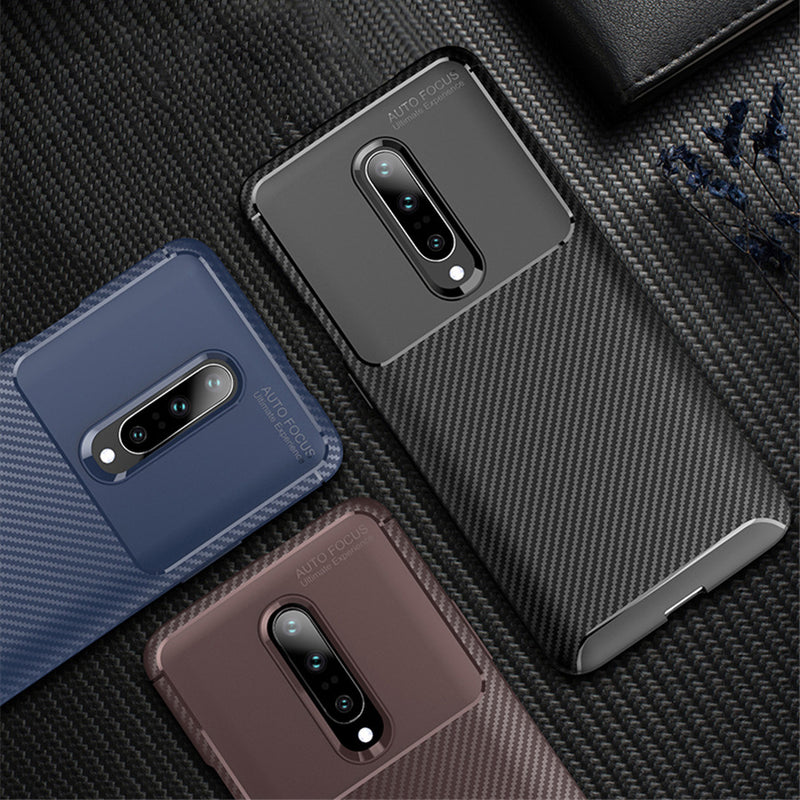 For OnePlus 7 Pro Case Bakeey Luxury Carbon Fiber Shockproof Anti-fingerprint Silicone Protective Case