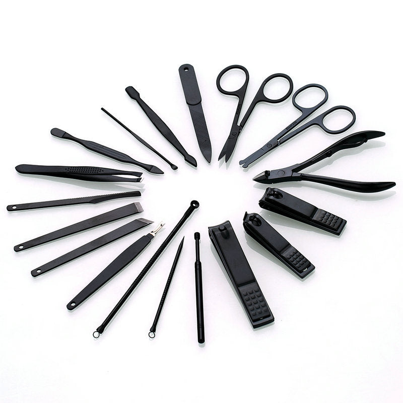 18Pcs Stainless Steel Pedicure Professional Nail Clipper Set Cuticle Tweezer Manicure Tool Kit