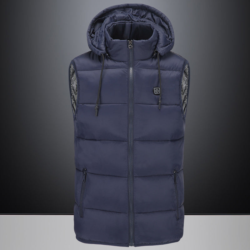 Electric Winter Warm Heated Waistcoat USB Charging Cotton Intelligent Heating Hooded Jacket Clothing