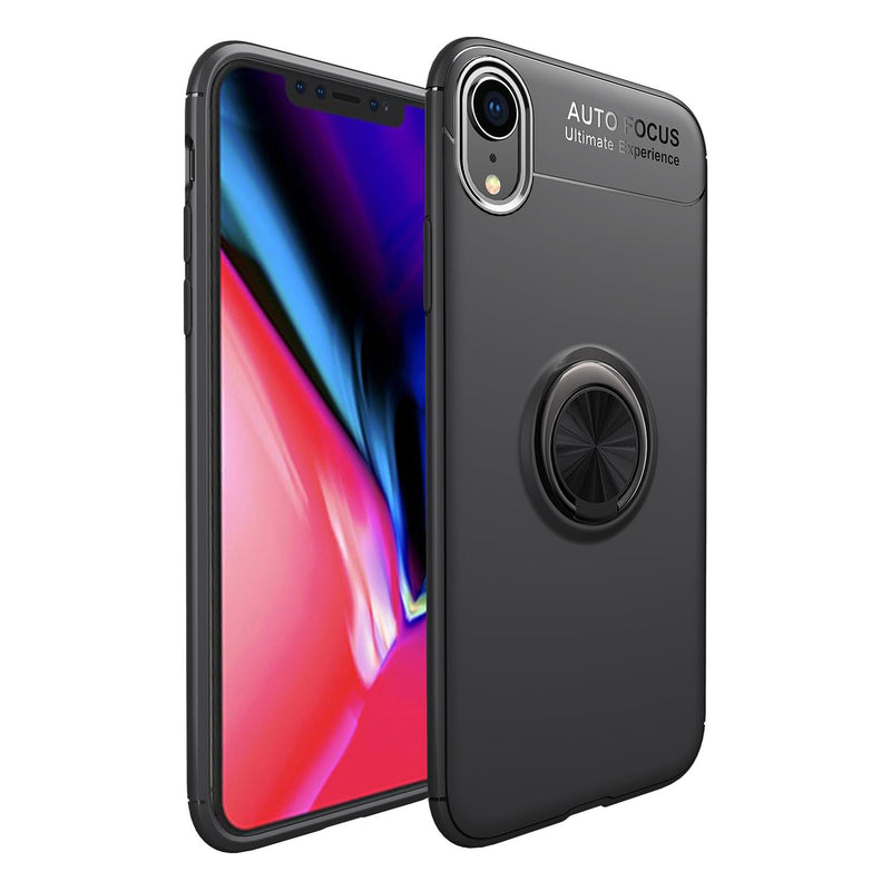 C-KU Protective Case For iPhone XR 360 Rotating Ring Grip Kicktand Back Cover