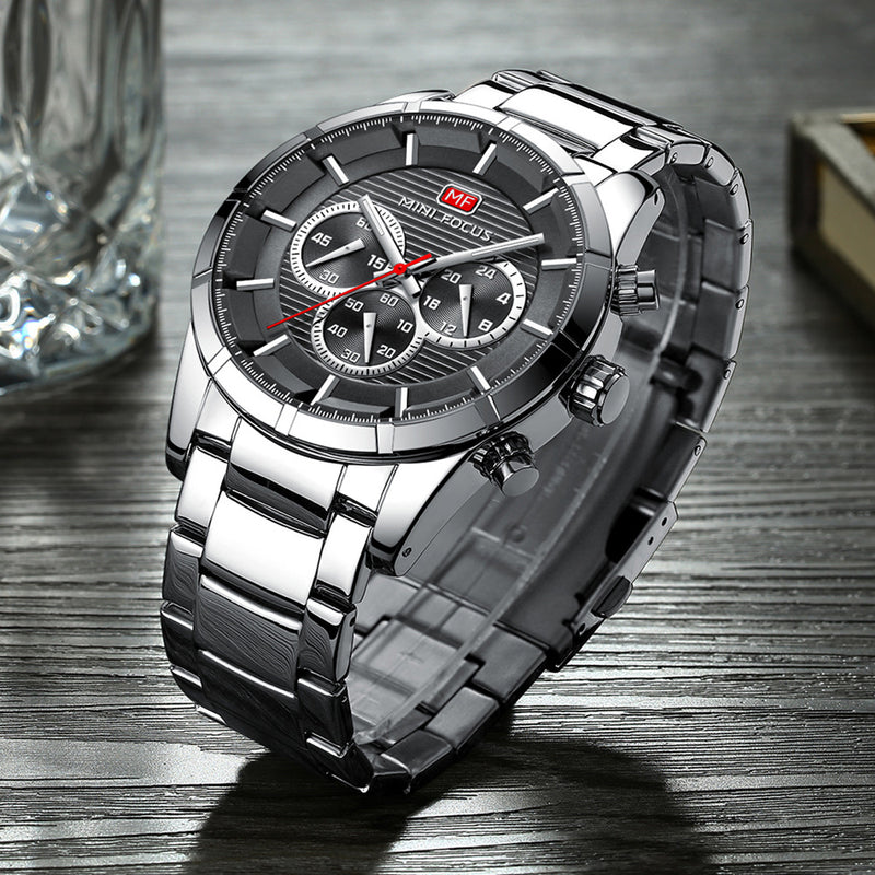 MINI FOCUS MF0170G Business Style Men Wrist Watch Stainless Steel Band Quartz Watches