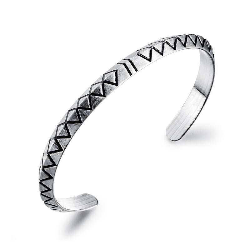 Titanium Steel Stainless Steel Rhomboid Open Male Bracelet