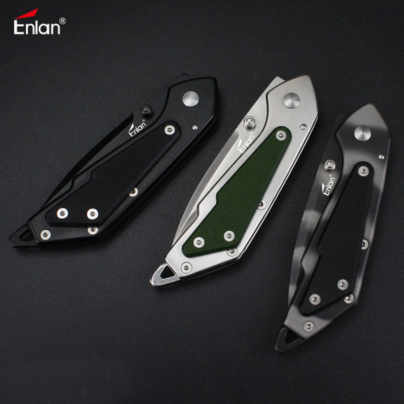 Enlan M017 8cr13mov Blade Folding Knife Kitchen Fruit Peeler Outdoor Portable Cuting Tool Mini Stainless Steel  Knife Pocket Utility Knife Portable Collection EDC Tool