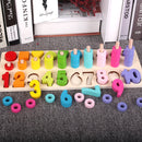 3 IN 1 Puzzle Digital Toys Teaching Aids Kindergarten Math Logarithmic Children's Early Learning Board Rainbow Circle Toys