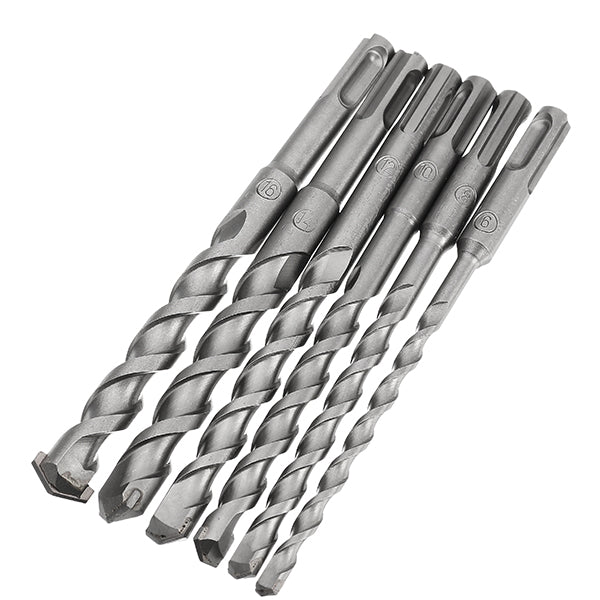 6Pcs 6 to 16mm Electric Hammer Drill Bit Set 160mm Carbide Tip SDS Plus Shank Concrete Drill Bits